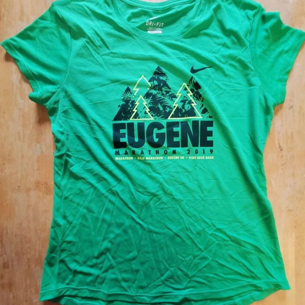 Eugene Marathon 2019 Nike Dri-Fit Womens Size M Medium Shirt T-Shirt Run Oregon